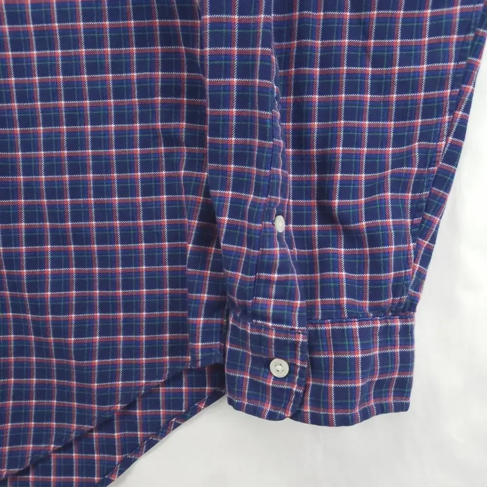 Vintage Polo Ralph Lauren Shirt Men 2XL Blue 100% Cotton Classic Fit Button-Down